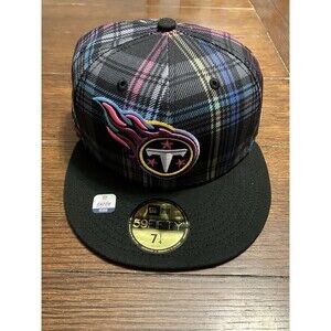 Tennessee Titans Hat New Era 9Fifty L Cap Gray Crucial Catch Plaid 7 1/4 NWT
